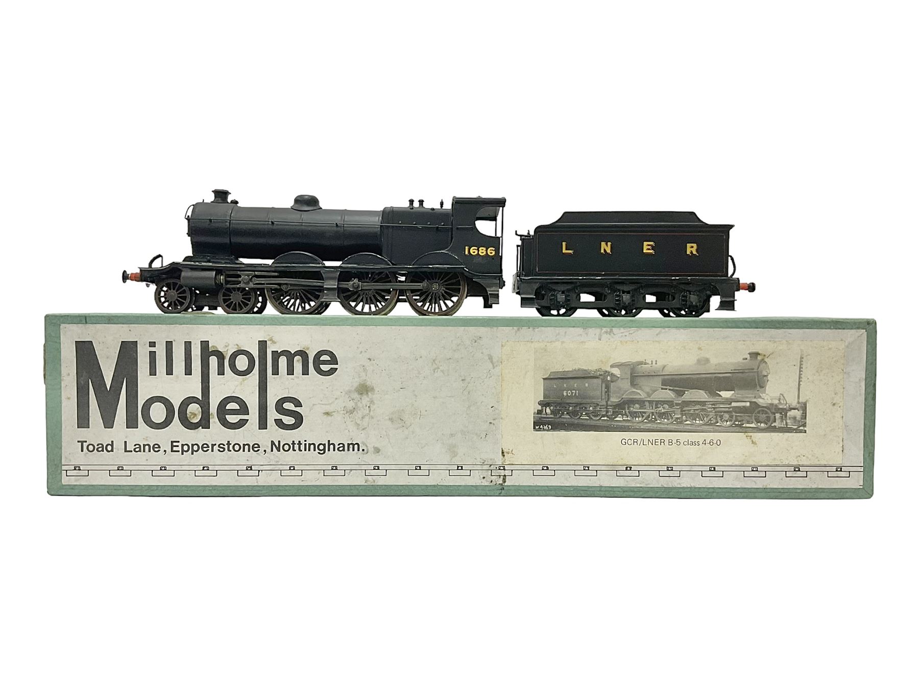 Millholme Models ‘00’ gauge - kit built GCR/LNER B5 Class 4-6-0 no.1686 steam locomotive and tender in LNER black; with original box 