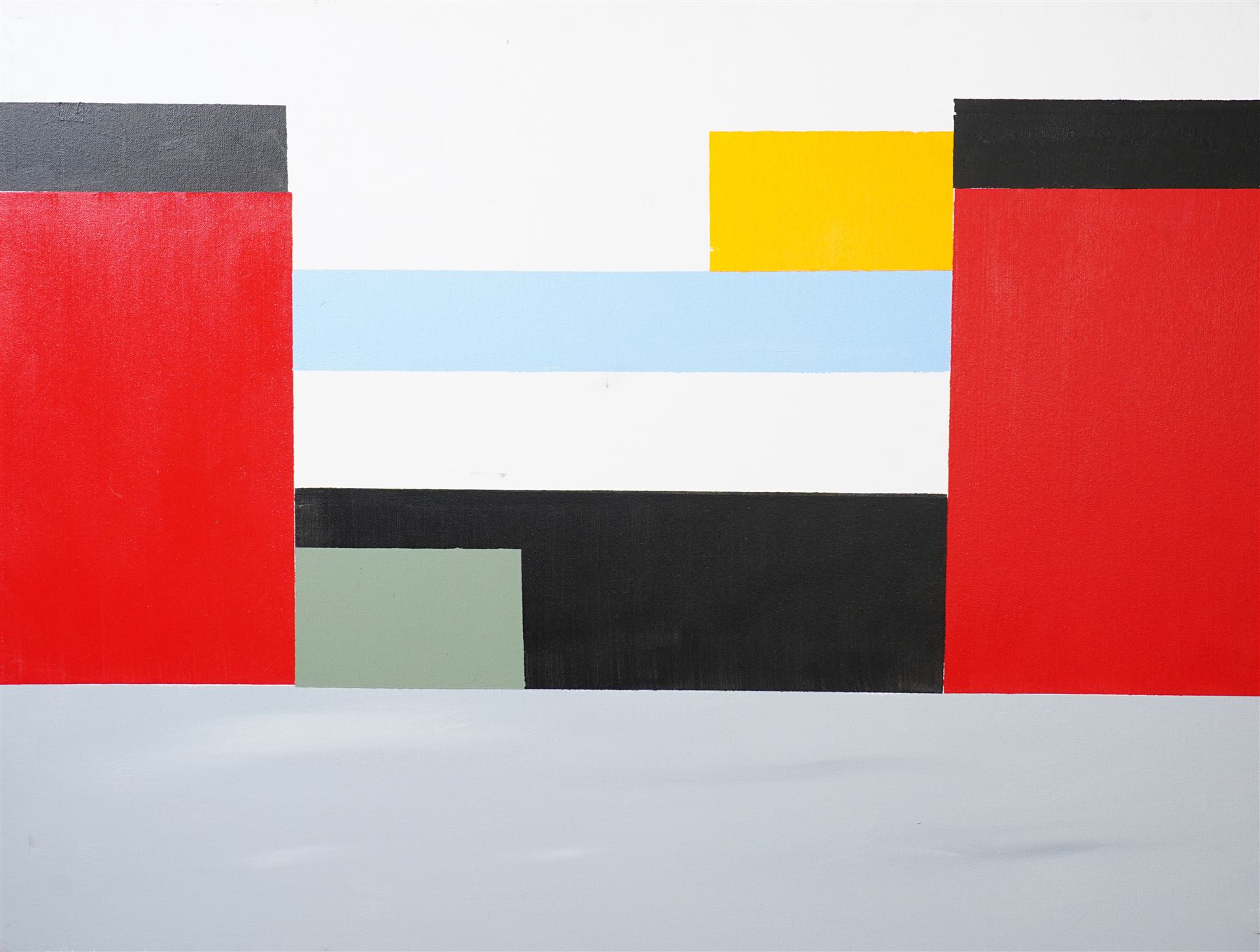 Iain Morris (British Contemporary) after Piet Mondrian (Dutch 1872-1944): Abstracts, triptych acrylics on canvas, signed and dated '15 - '17 verso 102cm x 76cm (3)