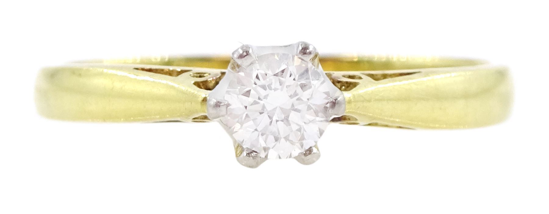 18ct gold single stone round brilliant cut diamond ring, London 2012, diamond approx 0.25 carat