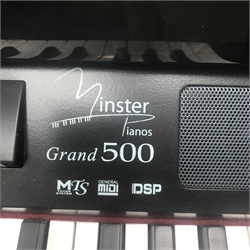 Minster Pianos Grand 500 lacquered electric mini grand piano (W148cm, H95cm, D95cm) and stool 