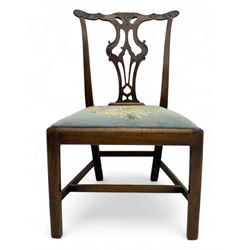 George III Chippendale design dining chair, shaped cresting rail carved with foliate scrol...