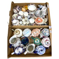 Various ceramics, to include assorted tea wares including a number of Victorian and later teapots, part sets, plates, egg coddlers, etc., in two boxes