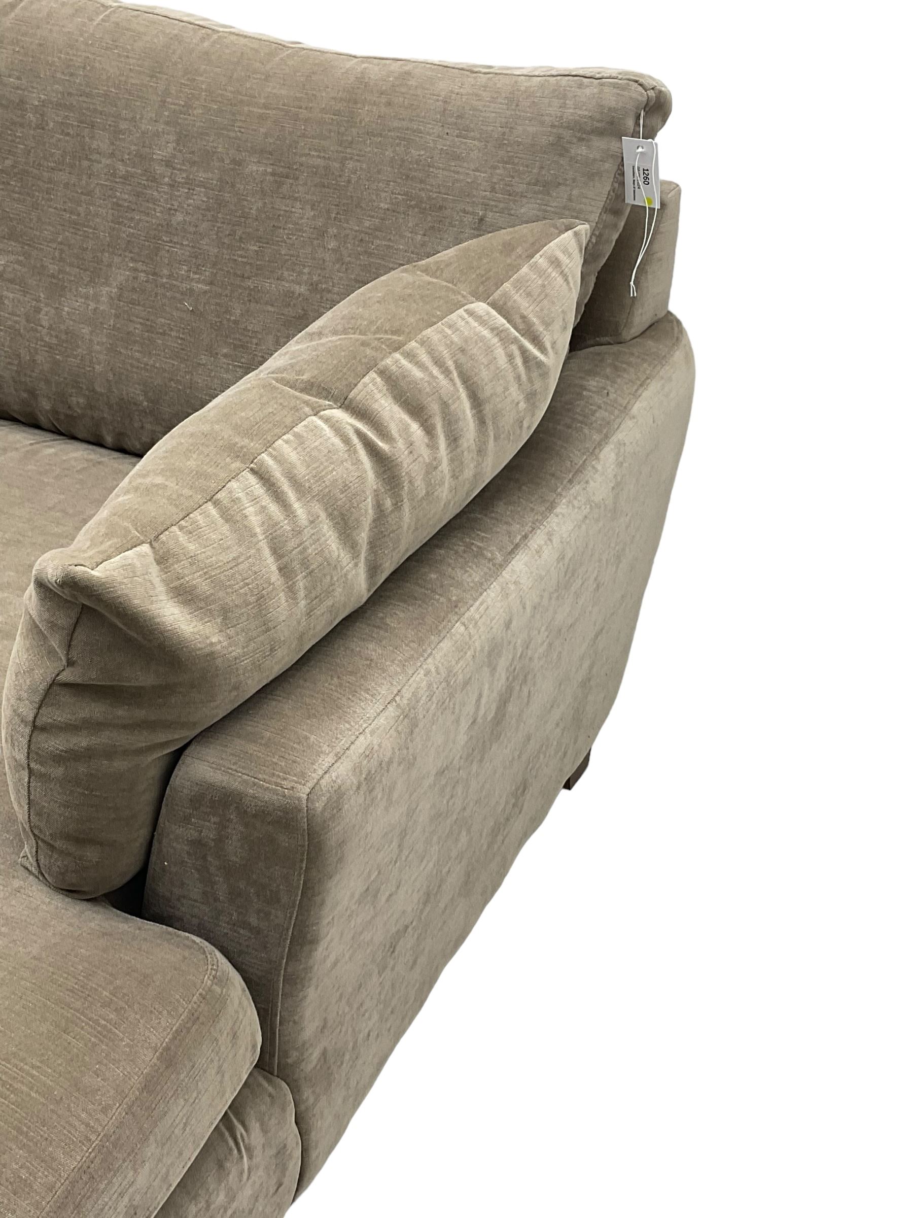 Next Home - corner sofa upholstered in grey fabric, on block feet 