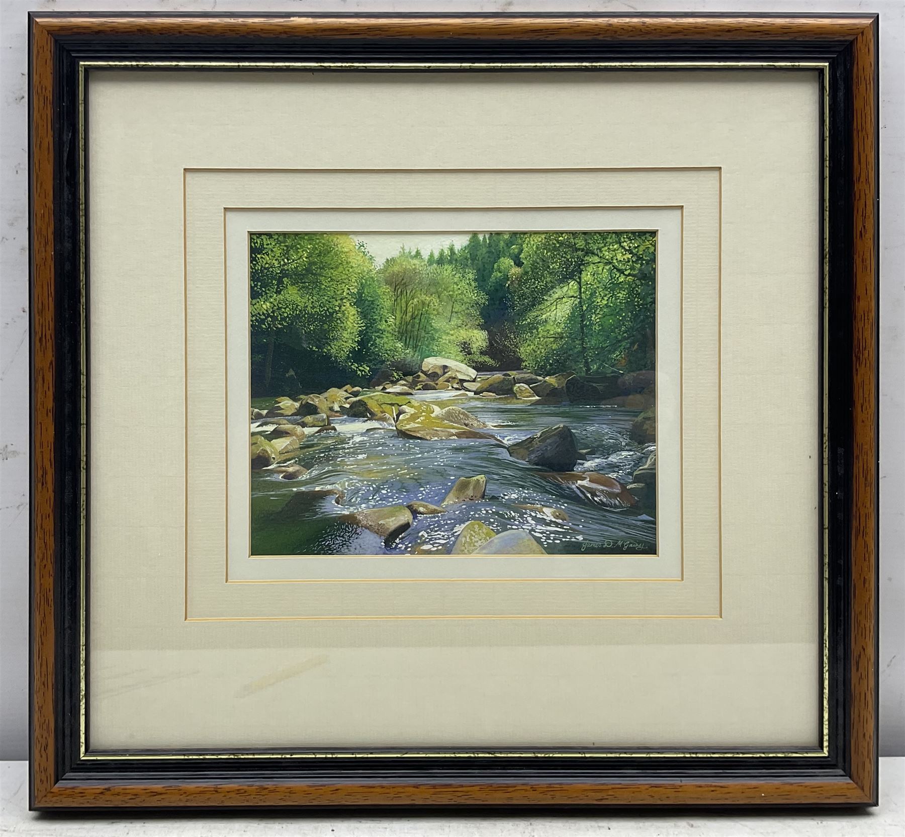 James Duncan McGairy (Northern British 1961-): River Esk at Glaisdale, gouache signed 17cm x 21cm