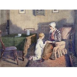 Albert George Stevens (Staithes Group 1863-1925): Bedtime, watercolour signed 22cm x 29cm