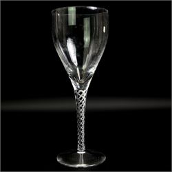 Part suit of Stuart Ariel drinking glasses comprising eight champagne flutes, six white wine glasses and two red wine glasses, together with a Saint Louis heavy cut glass vase, H25cm