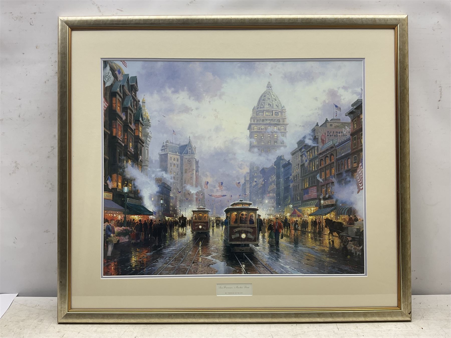 Thomas Kinkade (American 1958-2012): 'San Francisco - Market Street', limited edition offset lithograph signed in pen, with certificate of authenticity verso 49cm x 60cm