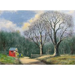 Jack Rigg (British 1927-2023): 'The Road Down to Cavendish Pavilion in the 1960s' - Bolton Abbey, oil on canvas board signed, titled and dated 2017 verso 30cm x 40cm