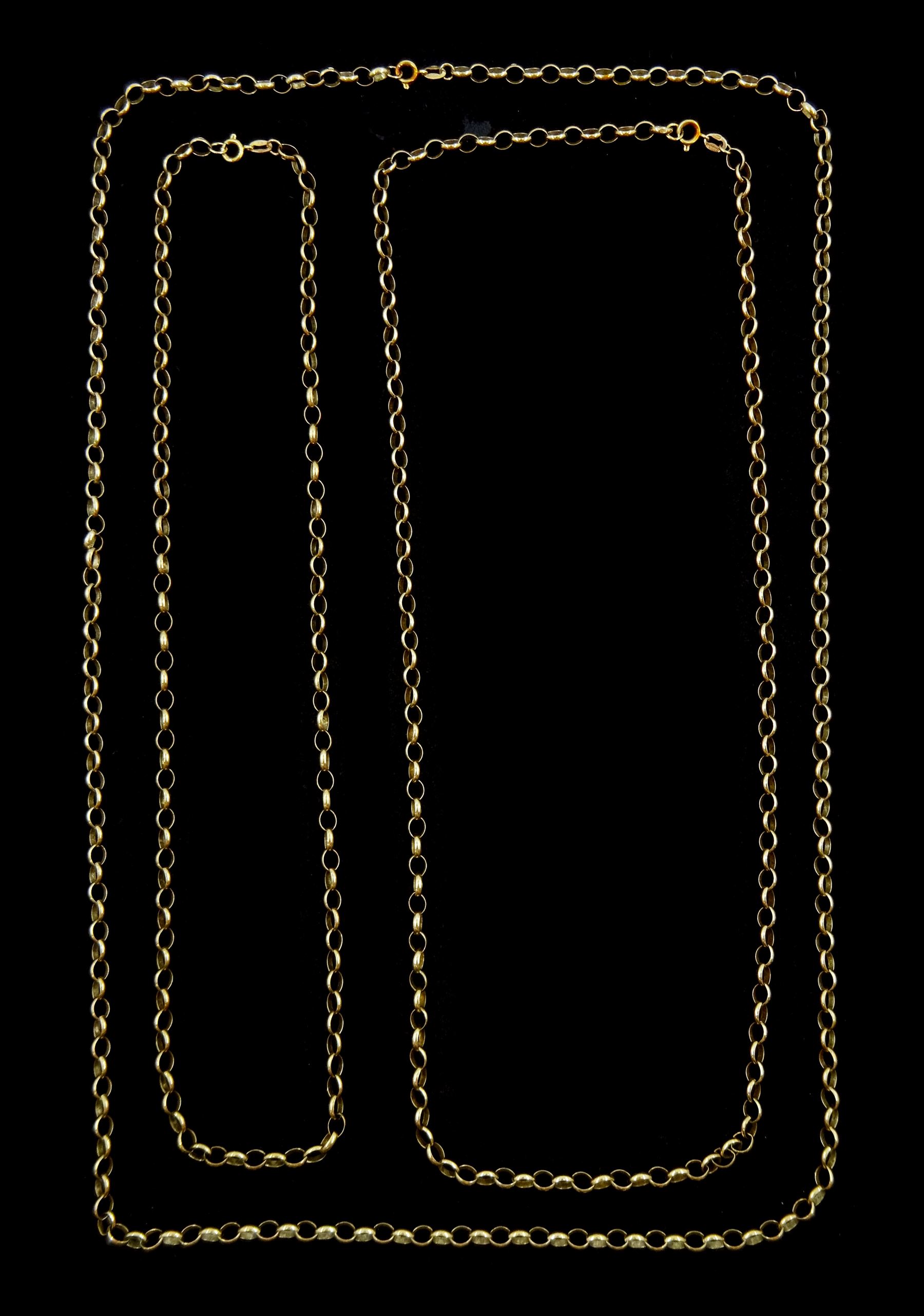 Three 9ct gold cable link necklaces