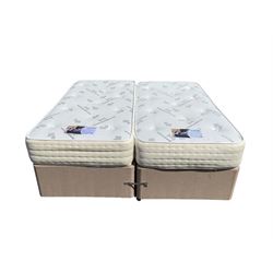 1x 6ft divan bed and mattress in oatmeal fabric