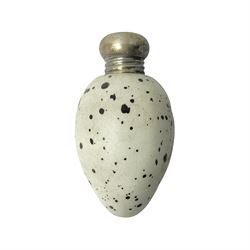 Victorian silver mounted scent bottle, modelled in the form of an egg, possibly McIntyre, the screw threaded cover stamped Silver, the body marked with registration no. 20772, H5.5cm