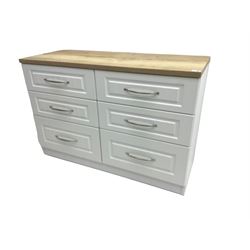 Oak and white finish six drawer chest 