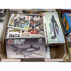 Large quantity of aircraft scale model kits to include Airfix, Revell, Monogram etc, in three boxes 