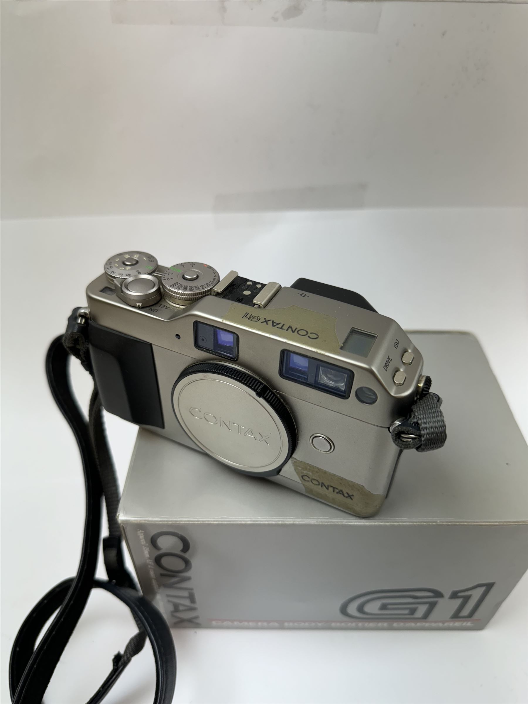 Contax G-1 rangefinder camera body, serial no. 077101, boxed with strap