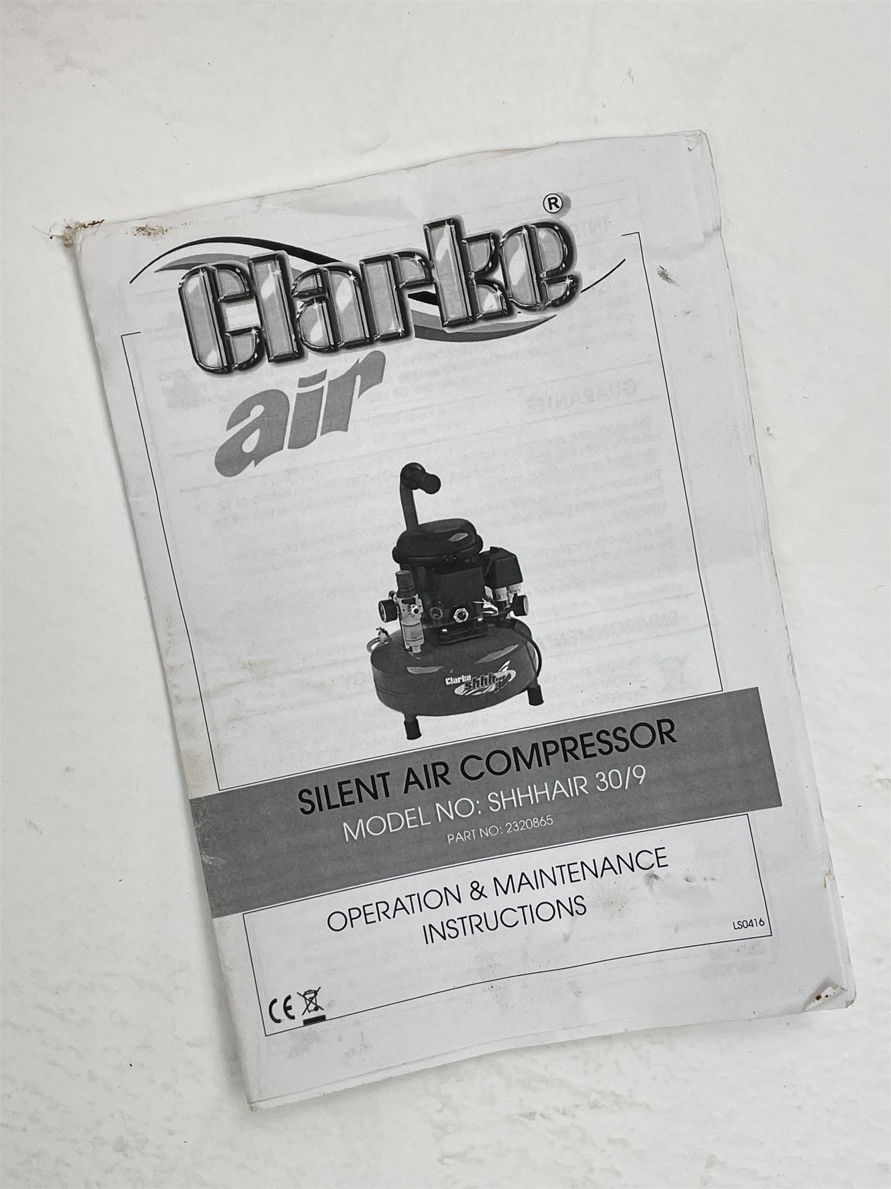 Clarke air compressor model number. SHHHAIR 30/9, with hose and other attachments (untested)