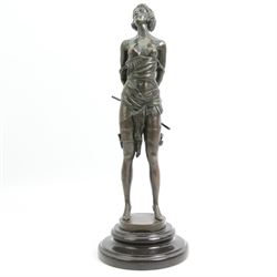 After Bruno Zach (Austrian 1891-1935) - 20th century bronze figure 'The Riding Crop' signature to base on marble socle H36cm