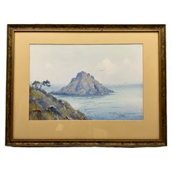 Reginald Cooper (British 20th century): Seagull Island, watercolour and gouache signed, labelled verso 25cm x 37cm