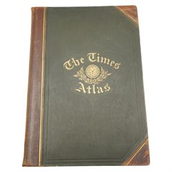 The Times Atlas published 1895, all edges gilt, brown leather spine, large folio