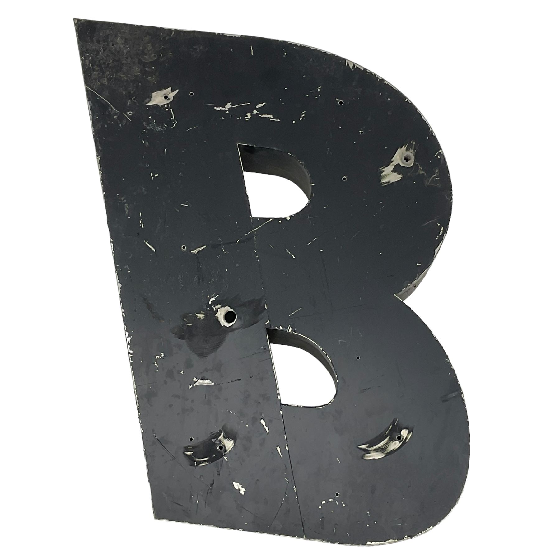 Four large black painted letters A, B, U and Y, largest H82cm