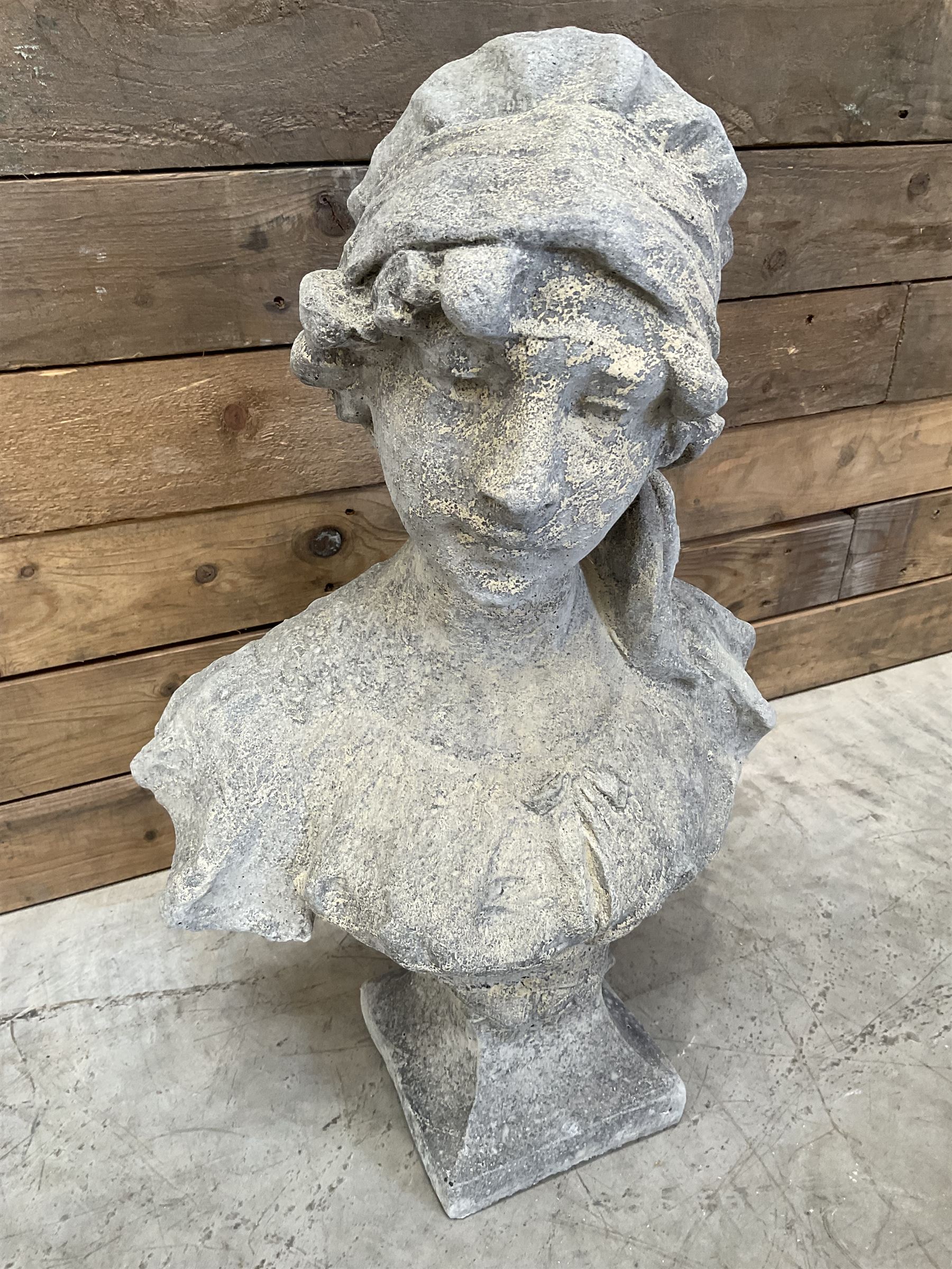 Victorian design cast stone bust depicting Jasmine