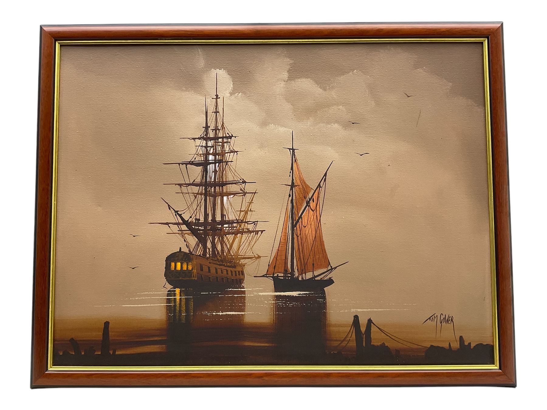 Tom Gower (British 1938-): Shipping in a Calm, oil on canvas signed 45cm x 60cm