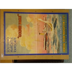  General Steam Navigation Co.Ltd. colour poster by Harry Hudson Rodmell, 'Golden Eagle' Southend Margate & Ramsgate from Greenwich Pier, North Woolwich and Tilbury, 76cm x 50cm  