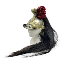 French 1874 Pattern Dragoon trooper's helmet with original liner and extra long criniere; ...