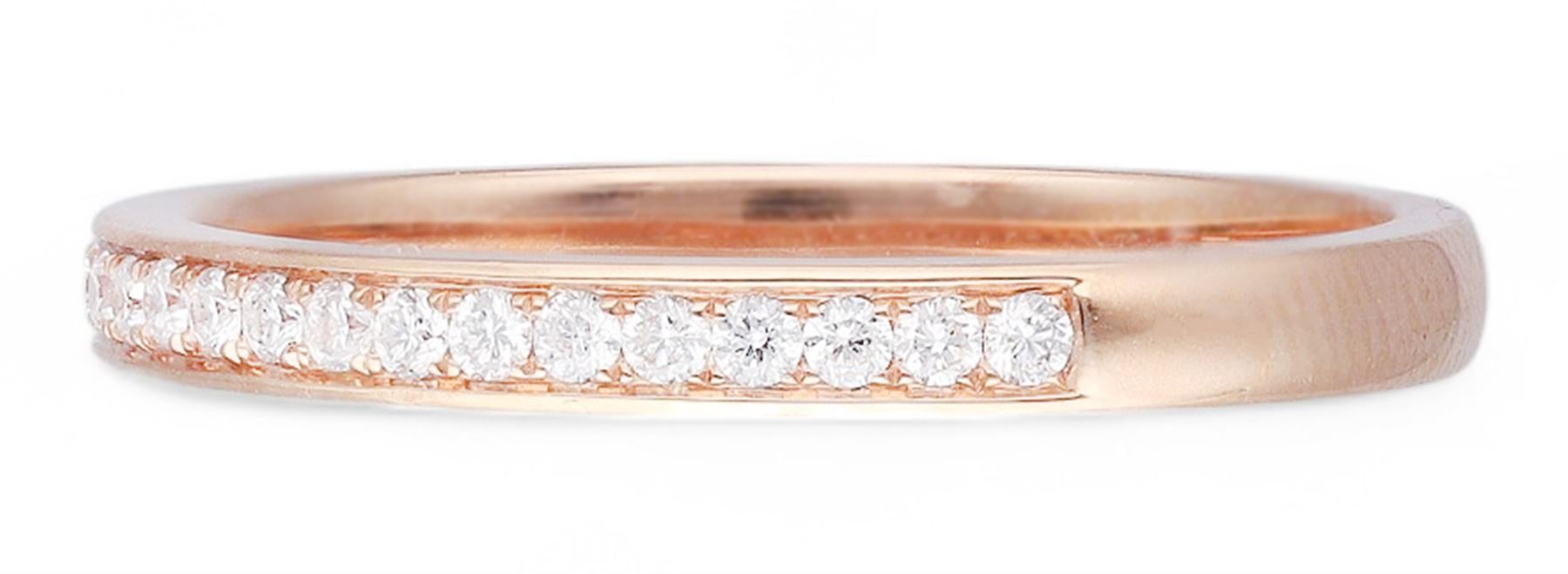 18ct rose gold channel set round brilliant cut diamond half eternity ring, hallmarked, total diamond weight 0.18 carat