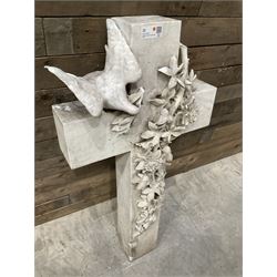 20th century marble crucifix, set with peace dove and wreath