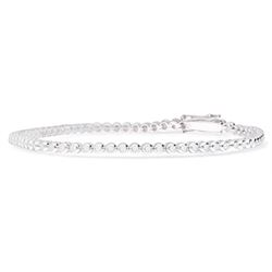 18ct white gold rubover set round brilliant cut diamond bracelet, hallmarked, total diamond weight 0.80 carat