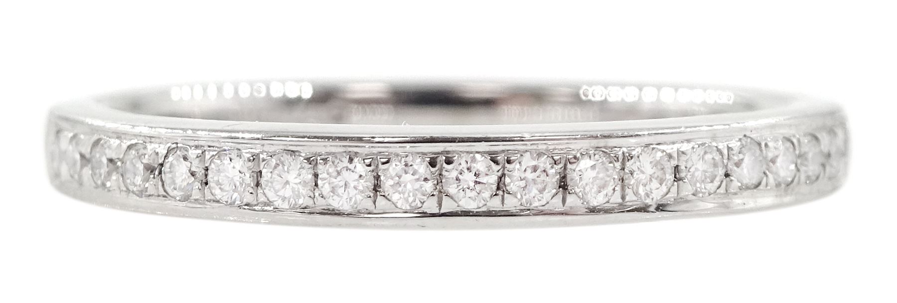 Platinum channel set round brilliant cut diamond half eternity ring, hallmarked