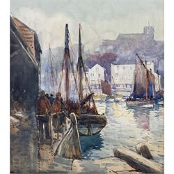 Harry Wanless (British c1872-1934): Scarborough Harbour with a view of St Mary's Church, watercolour unsigned 38cm x 33cm