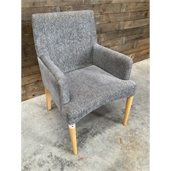 17 x armchair upholstered in textured grey fabric, beech legs