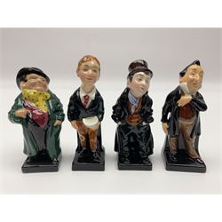 Twenty four Royal Doulton figures of characters from the works of Charles Dickens, to include Sam Weller, Pecksniff, Oliver Twist, Sairey Gamp, Artful dodger etc