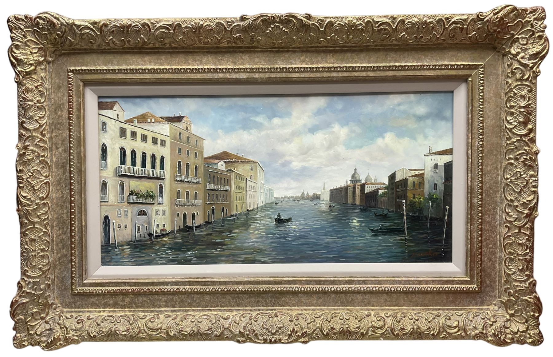 Italian School (20th Century): Venetian Canal, oil on panel indistinctly signed 19cm x 39cm 