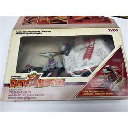 Three Tyco Dino-Riders by Action GT playsets - Pteranodon with Rasp Evil Rulon Warrior; Monoclonius with Mako Evil Rulon Warrior; and Placerias with Skate Evil Rulon Warrior; all boxed (3)