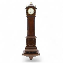 Early 20th century - mahogany cased 8-day miniature longcase clock with a matching wall mo...