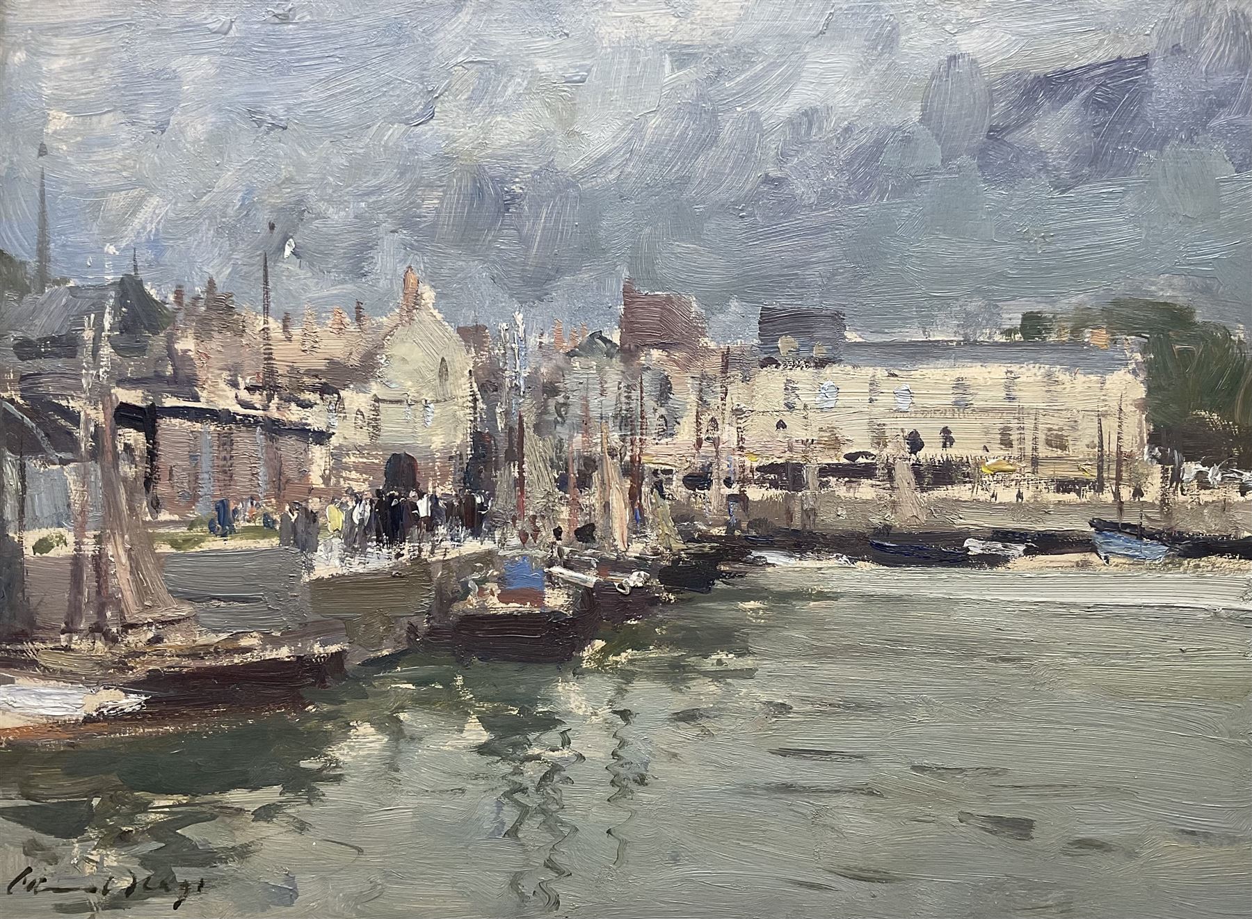 Edward Seago (British 1910-1974): 'Honfleur' Normandy - France, oil on board signed, titled verso 29cm x 39cm 
Provenance: gifted directly to the vendor's family by the artist.