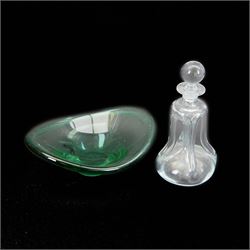 Holme Gaard Kluk-Kluk clear glass decanter and a Holme Gaard green glass freeform bowl