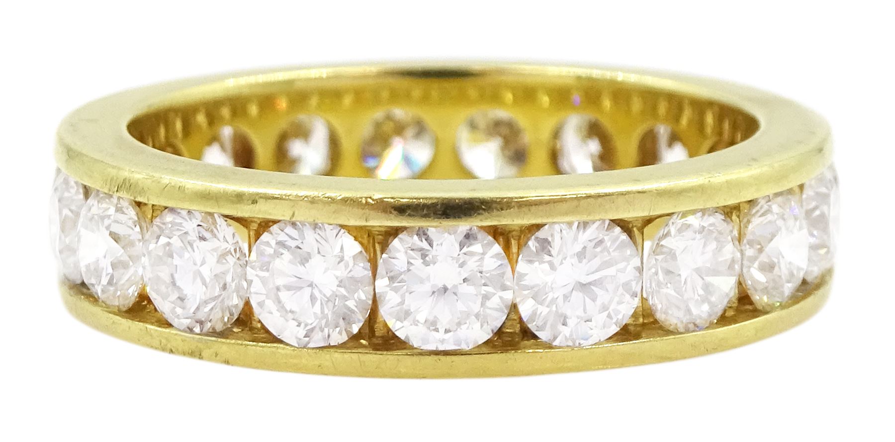 18ct gold round brilliant cut diamond full eternity ring, total diamond weight approx 3.15 carat