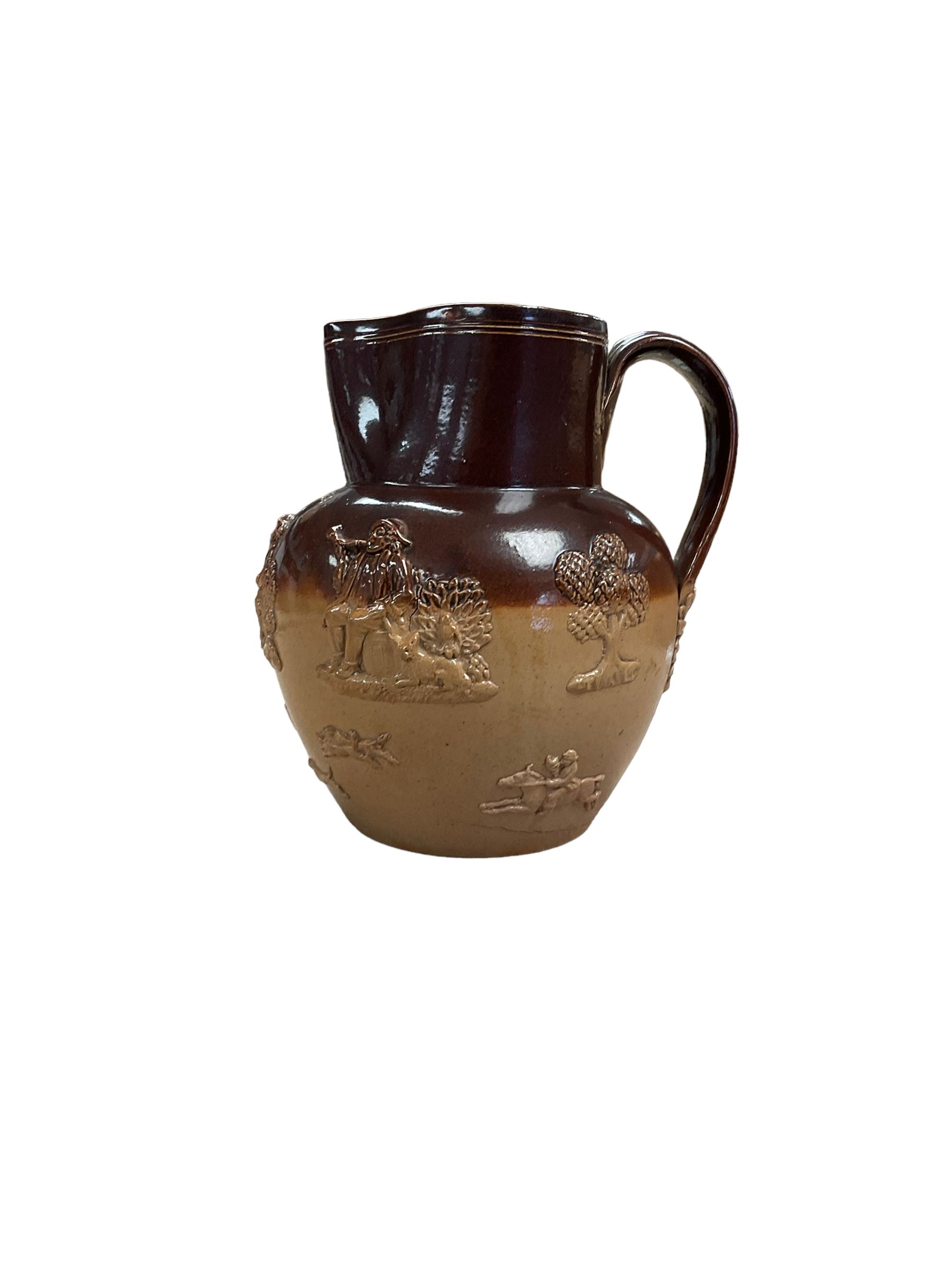 Stoneware harvest jug marked G J Rollins 1886, H17cm