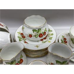 Ringtons and Queen's China Virginia Strawberry pattern teawares, including teacups, saucers, milk jugs, sugar bowls, etc