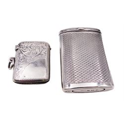 1920s silver sliding vesta case, with engine turned decoration, hallmarked Adie Brothers Ltd, Birmimgham 1928, together with a small silver vesta case, hallmarked