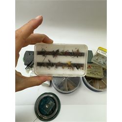 Shakespeare twelve dry fly hooks assortment, together with other fishing equipment 