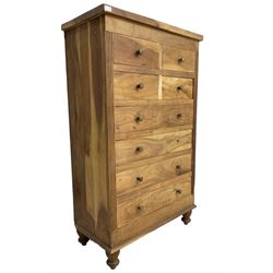 Hardwood chest, fitted with four short and four long drawers