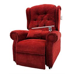 Willowbrook - Hanbury adjustable reclining armchair upholstered in buttoned back wine fabric, head cushion, tray table