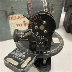 Cased Astro compass mark MK11, together with another and other aircraft equipment marked Aero Controls Ltd 