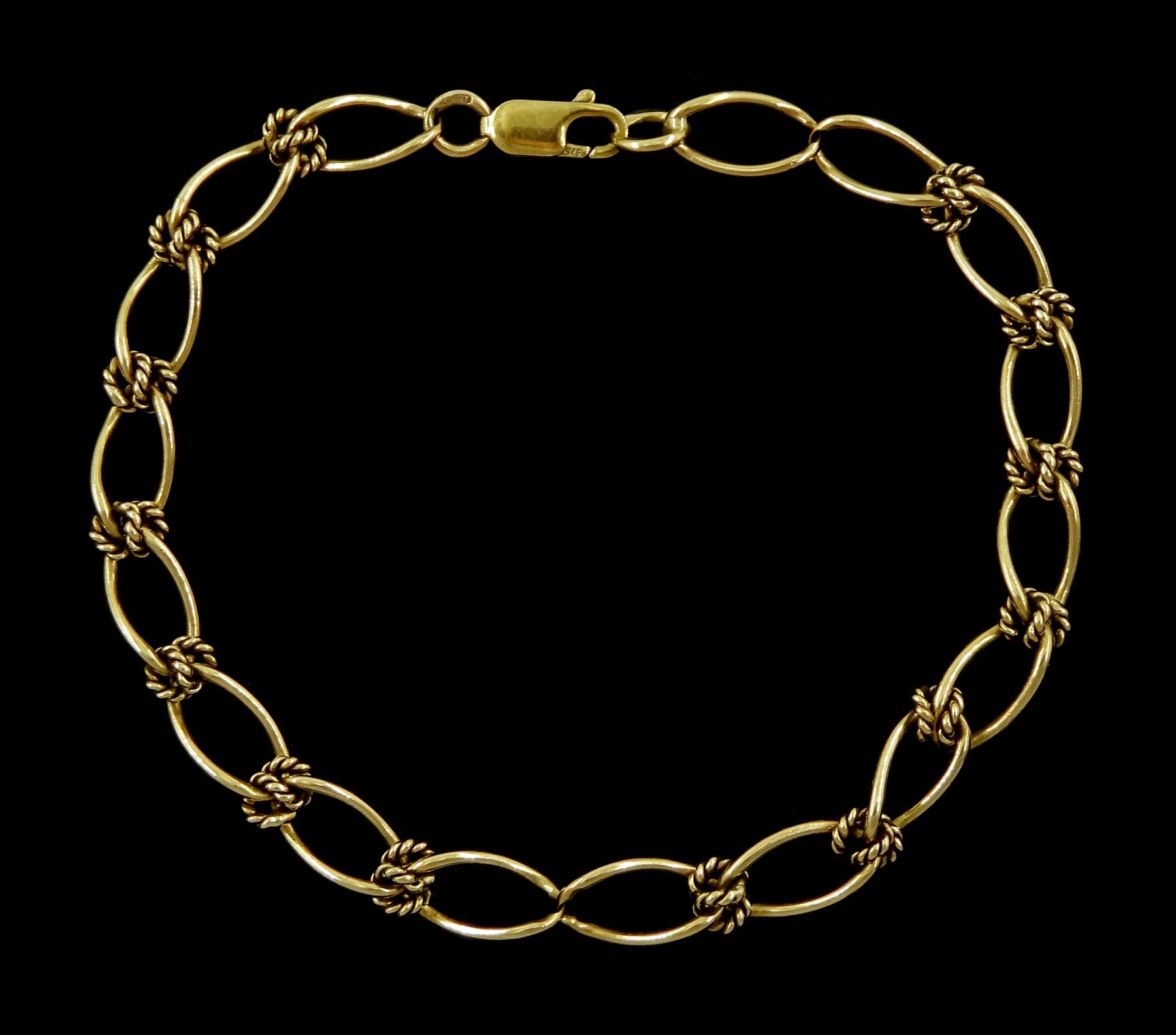 9ct gold fancy link bracelet, stamped 9.375