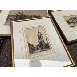 Collection of etchings including one of Whitby by various hands to include Edward Cherry, H Parkinson, Frank H etc (16)