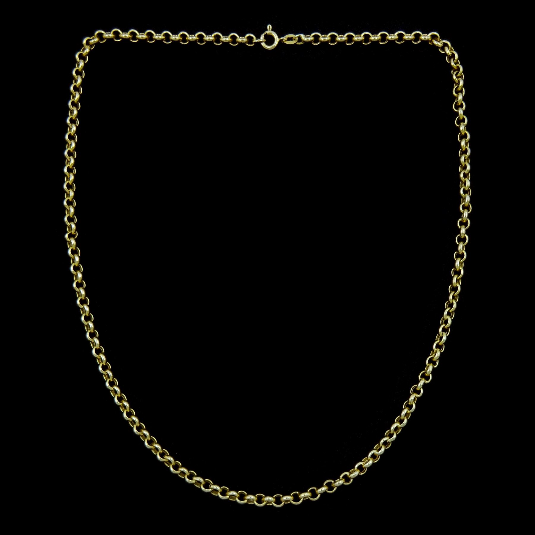 9ct gold cable link chain necklace, London import mark 1988